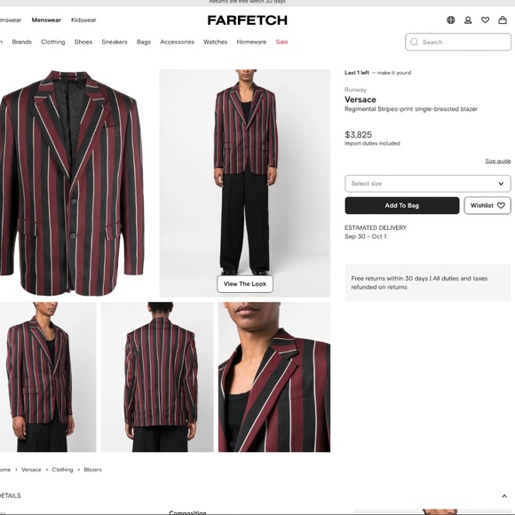 new VERSACE  RUNWAY WOOL SUIT 23ss  blazer pants sz48 US38 - Picture 14 of 16